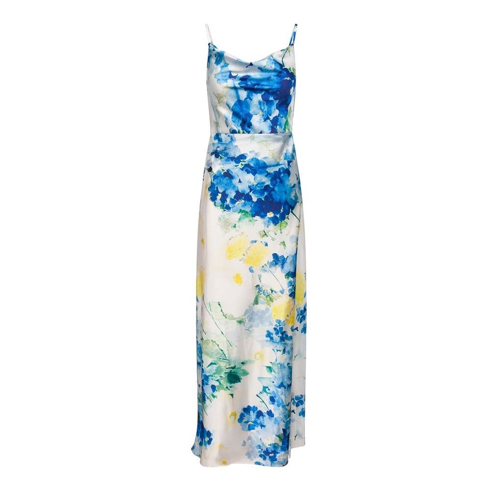 Hope and Ivy The Sabine Satin Cowl Neck Cami Maxi Dress